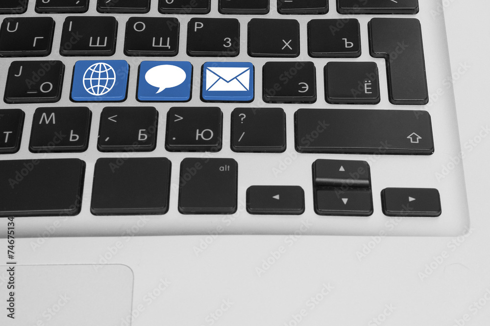 Computer keys concept of internet social networking Computer keys concept of internet social networking