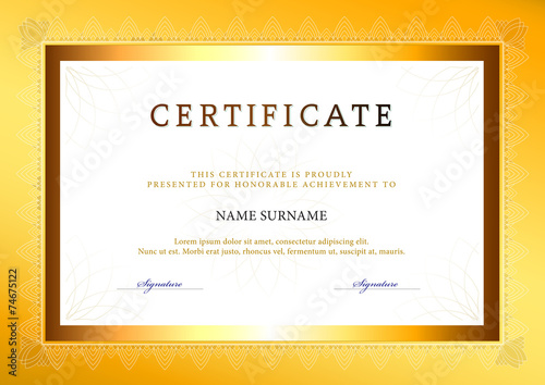Vector illustration of gold detailed certificate photo