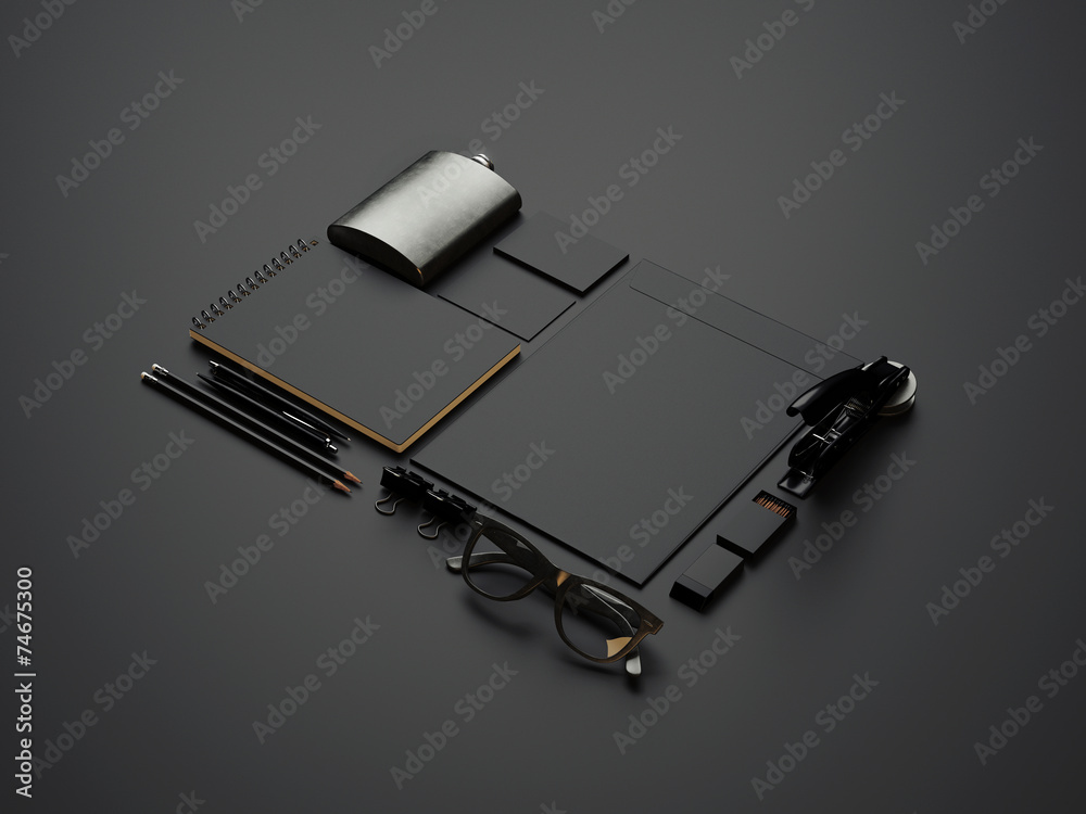 Set of black branding elements on paper background Set of black branding elements on paper background