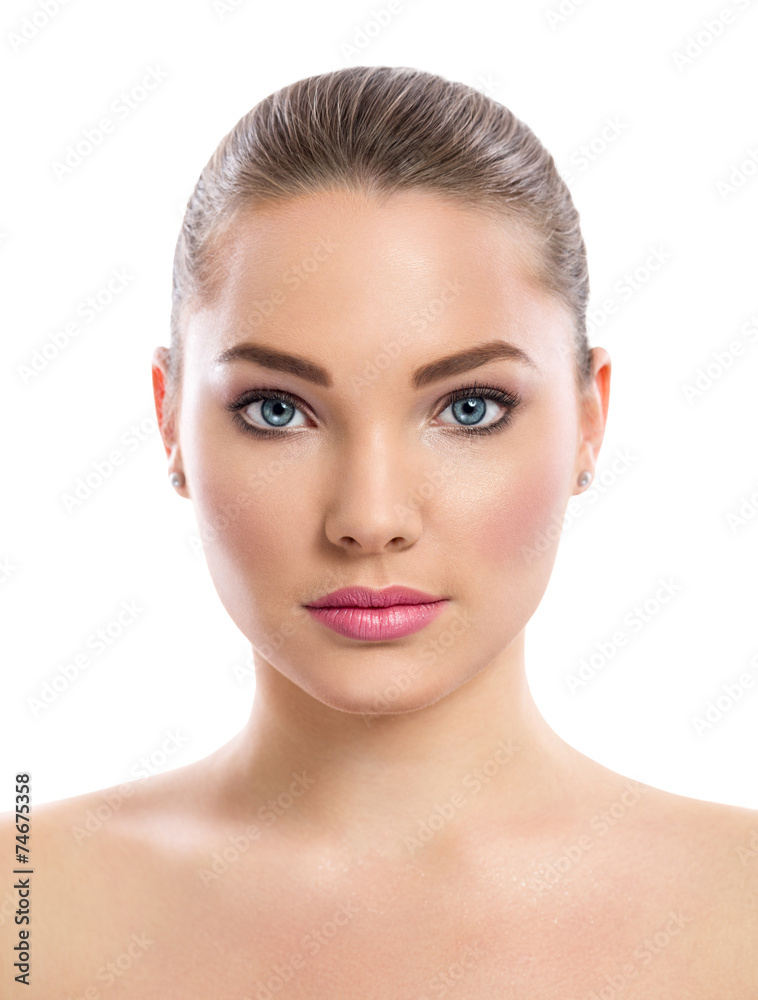 young girl with clean skin on pretty face