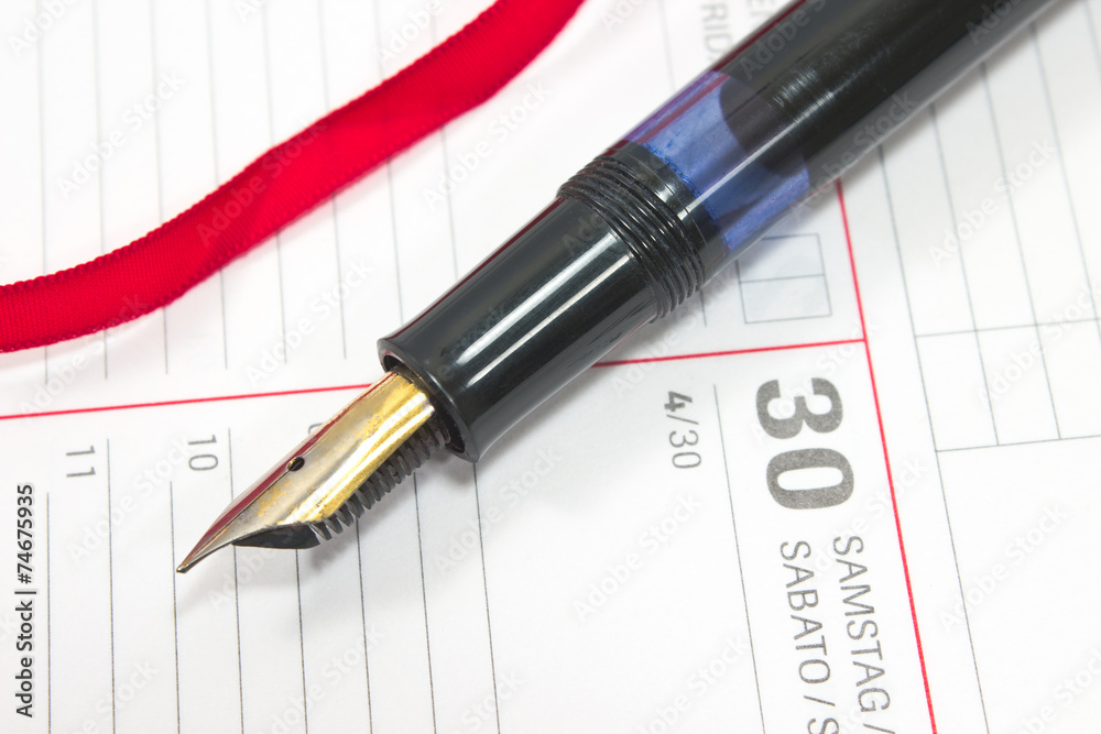 Fountain pen on personal organizer