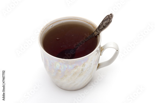 cup of tea on the white background