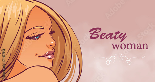 Fashion beautiful woman with long  hair.Vector illustration
