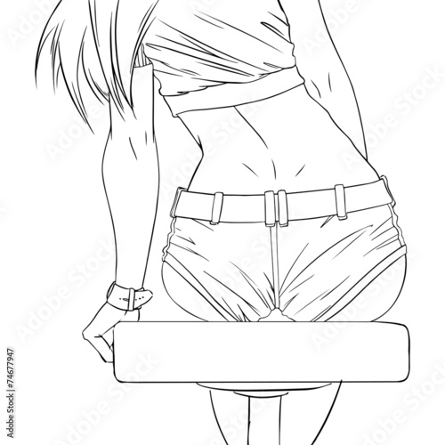 Girl sits in bar . Vector illustration