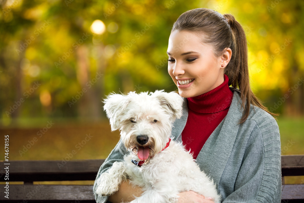 beautiful woman and his dog maltezer beautiful woman and his dog maltezer