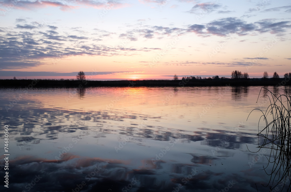 Sunrise over Lielupe river, Jurmala, Latvia