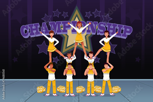Cheerleaders in a cheerleading competition