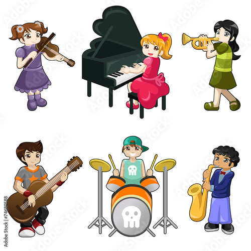 Different kids playing musical instrument