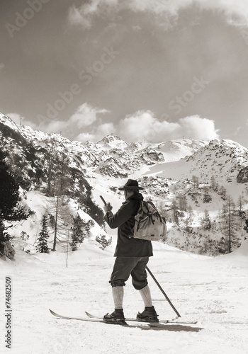 Black and white photos, Vintage photos with vintage skier