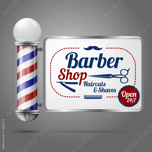 Realistic vector - old fashioned vintage silver and glass barber
