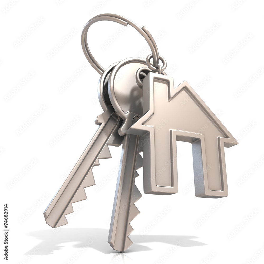 Key of house door, isolated on white background Key of house door, isolated on white background
