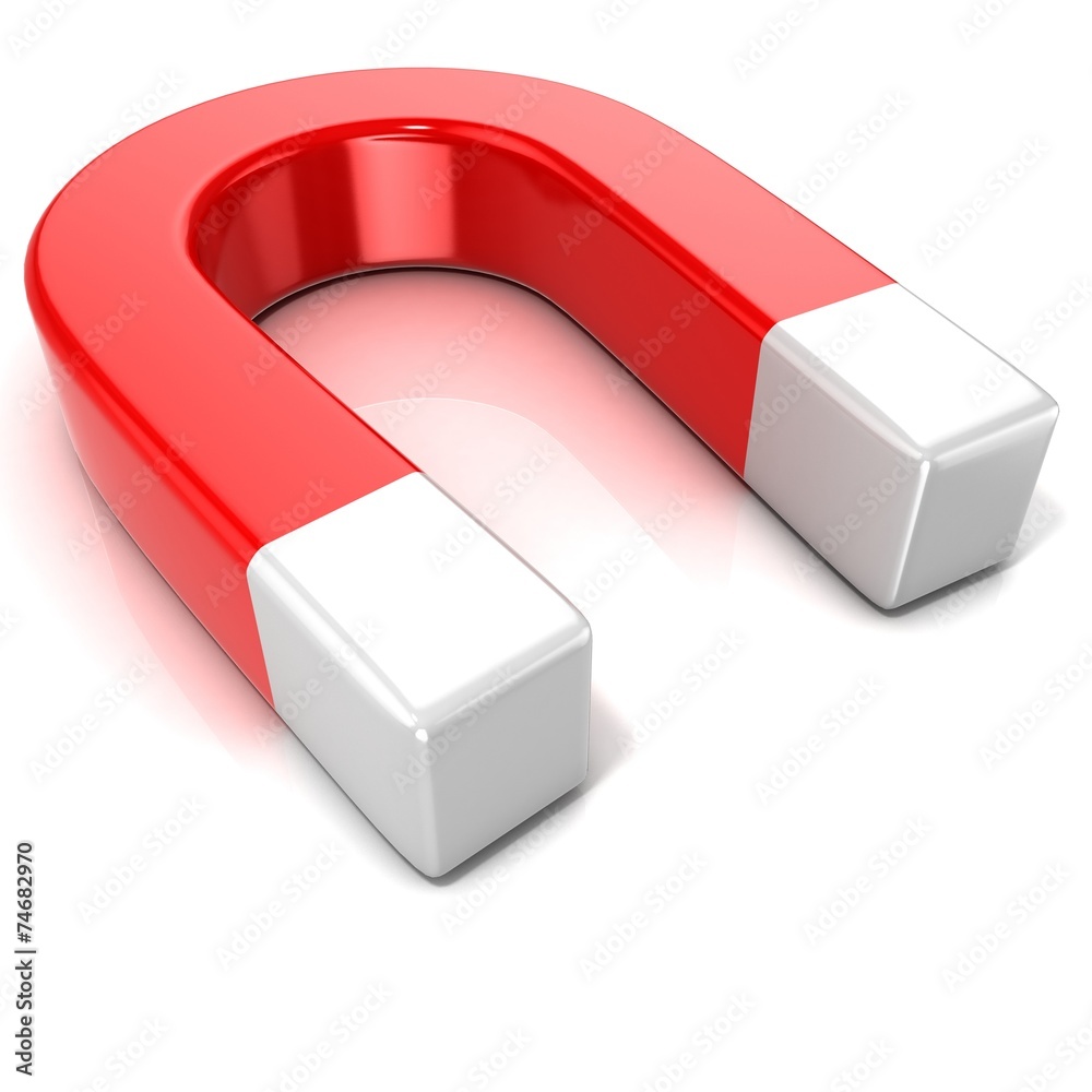 Horseshoe magnet isolated on white background. Side view Horseshoe magnet isolated on white background. Side view