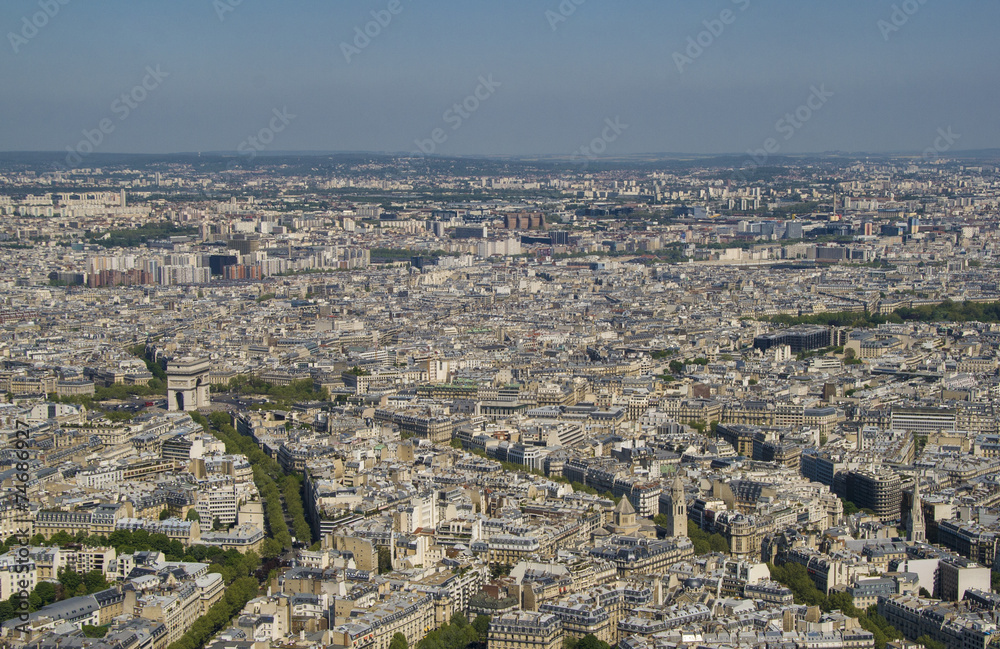 Arc de triomphe from the Eiffel Tower, Paris