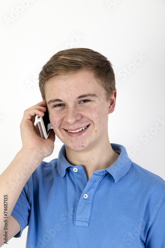 Teenager talking on smartphone