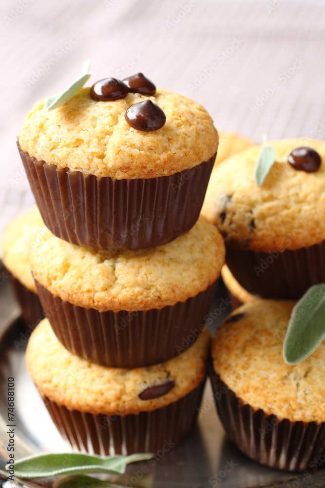 Delicious homemade gluten free muffins with chocolate drops
