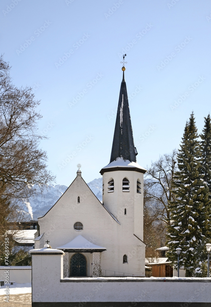 Evangelical Lutheran Church in Garmisch-Partenkirchen. Bavaria