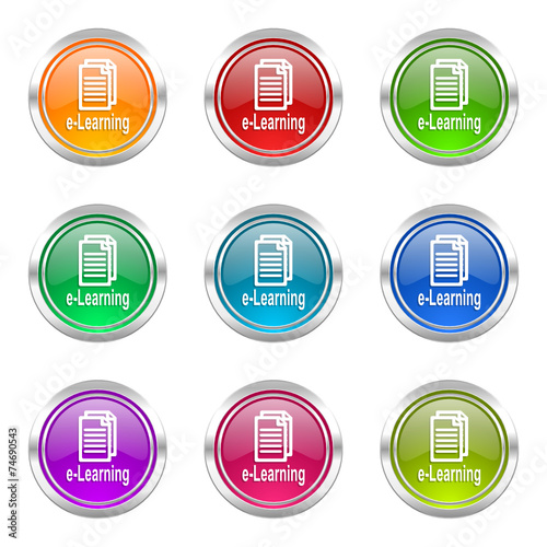 e-learning colorful vector icons set