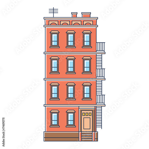 vector illustration - new york united states red brick old