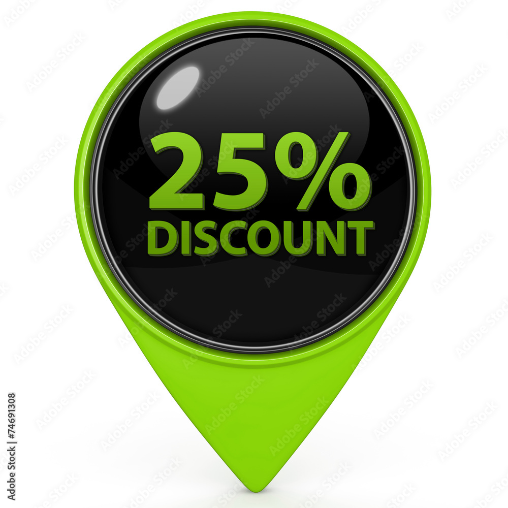 Discount 25 pointer icon on white background Discount 25 pointer icon on white background