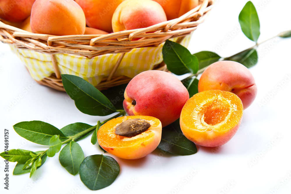 Apricot with leaves Apricot with leaves