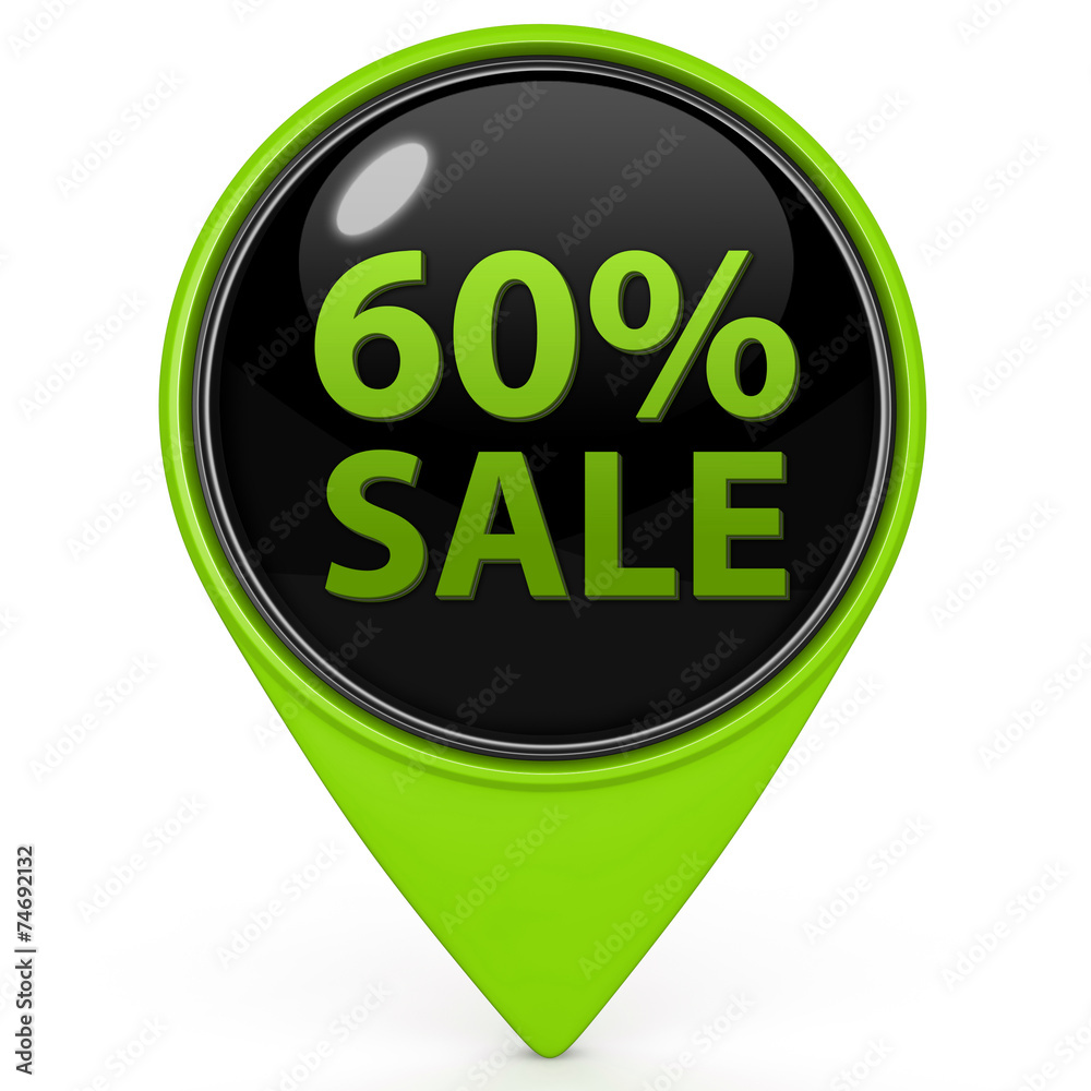 Sale sixty percent pointer icon on white background Sale sixty percent pointer icon on white background