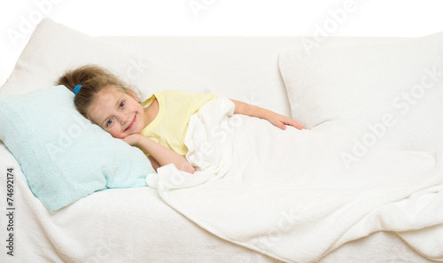 little girl in bed