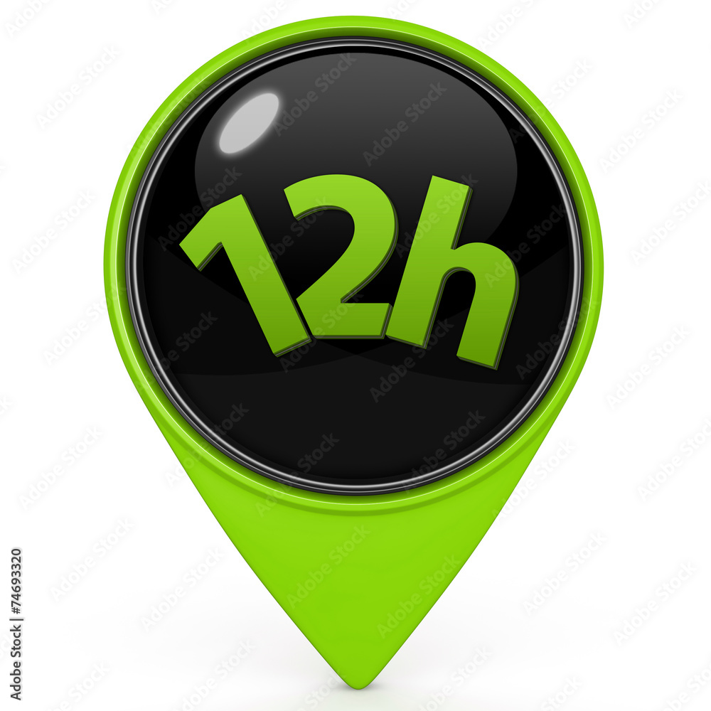 12 hours pointer icon on white background 12 hours pointer icon on white background