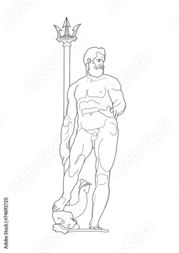 Bologna, Italy, Neptune statue drawing