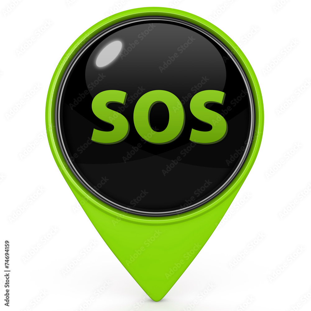 SOS pointer icon on white background SOS pointer icon on white background