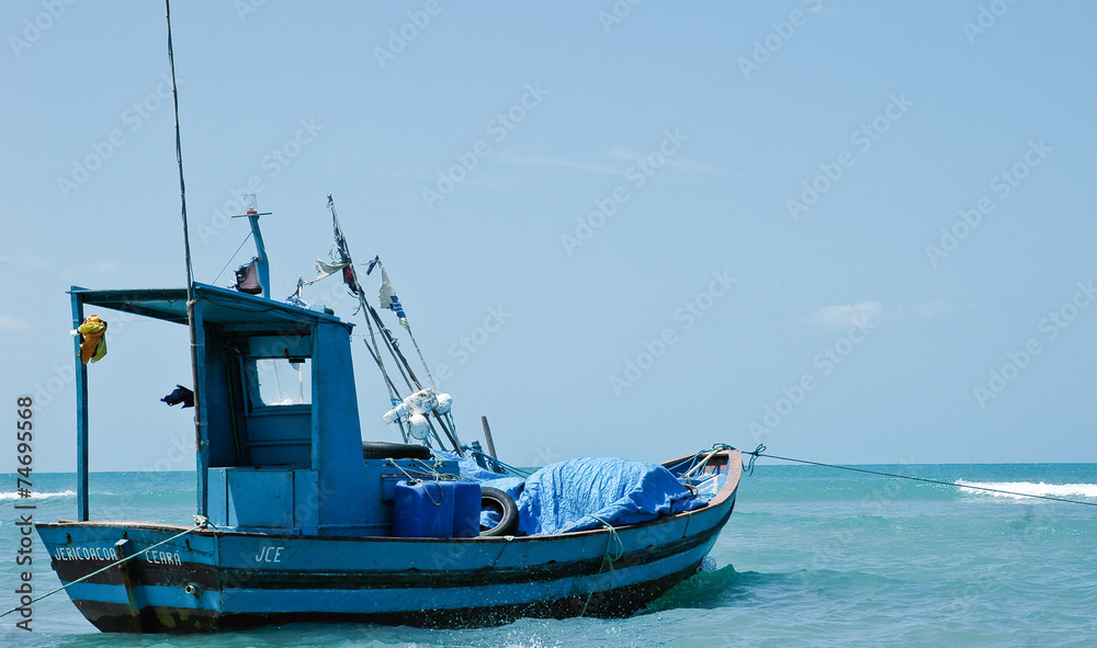 Small blue fishing boat