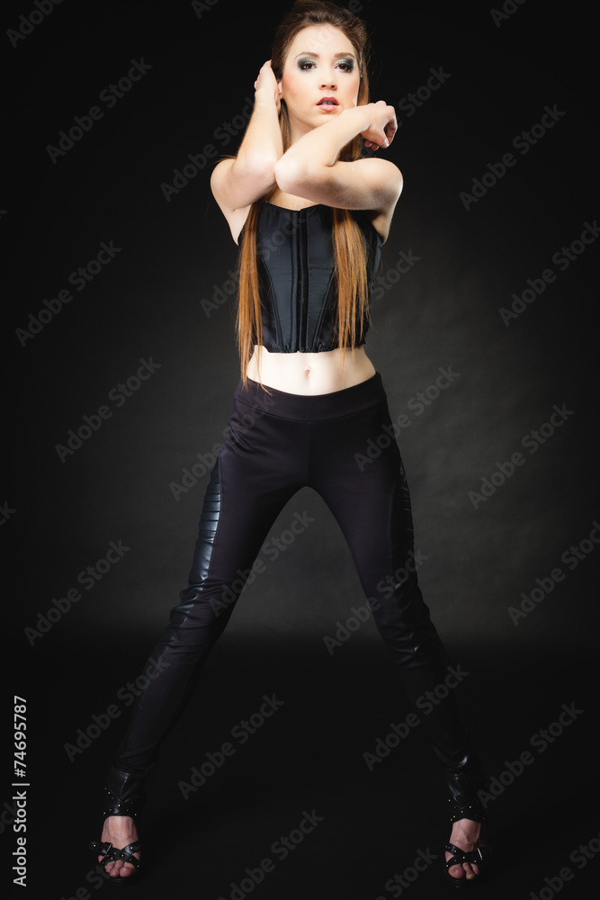Subculture beauty punk girl in full length Subculture beauty punk girl in full length