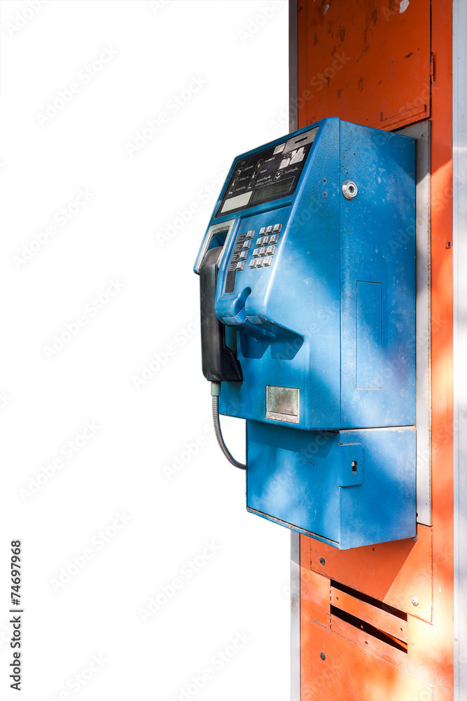 Old fashioned of payphone on white Old fashioned of payphone on white