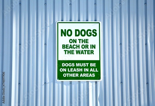 No dogs on the beach or in water sign