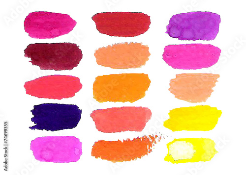 Colorful vector watercolor brush isolated on white.