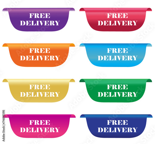 Free delivery, tag, label, badge, sign, horizontal