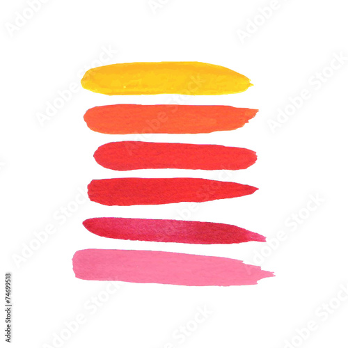 Colorful vector watercolor brush isolated on white.