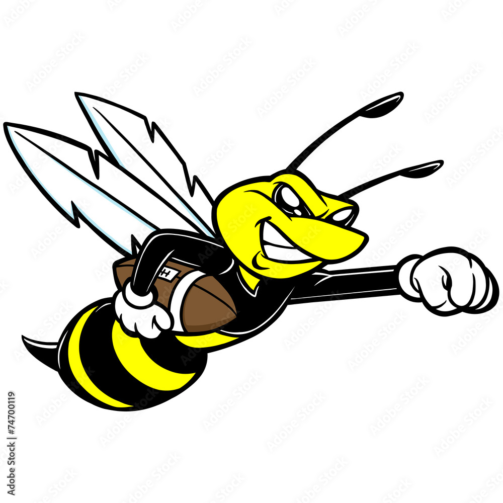 Bee Football Mascot - obrazy, fototapety, plakaty 
