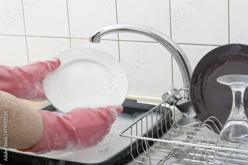 washing dishes