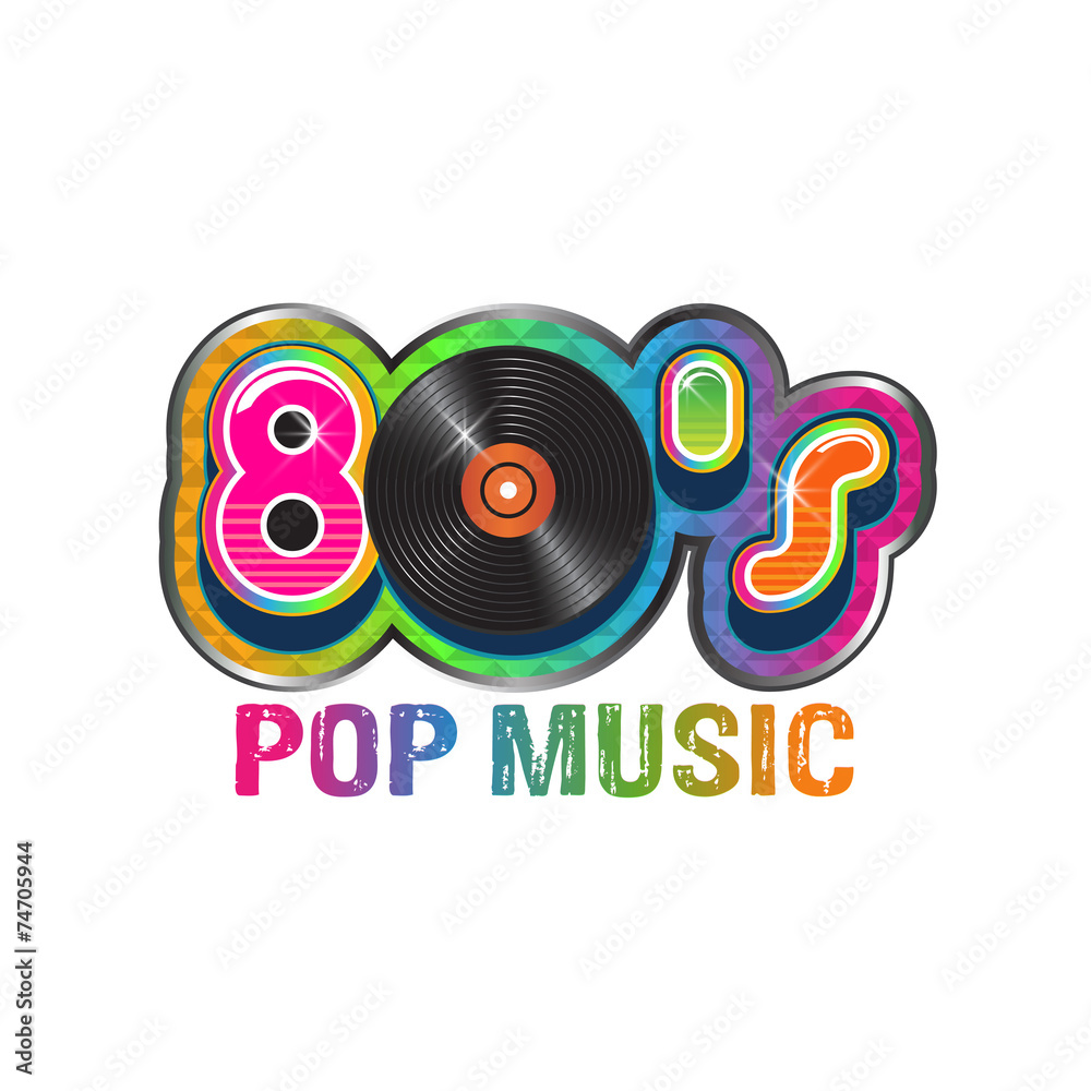 80s Pop Music Vinyl Disc Logo Stock Vector Adobe Stock