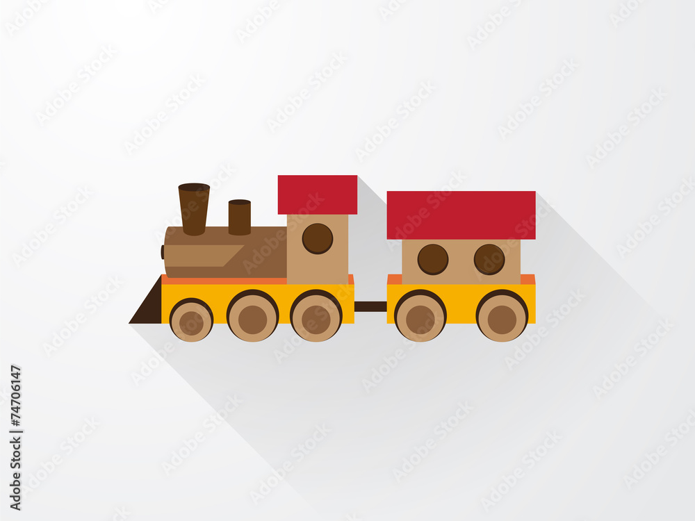 Naklejka premium Childrens color toy train with carriages
