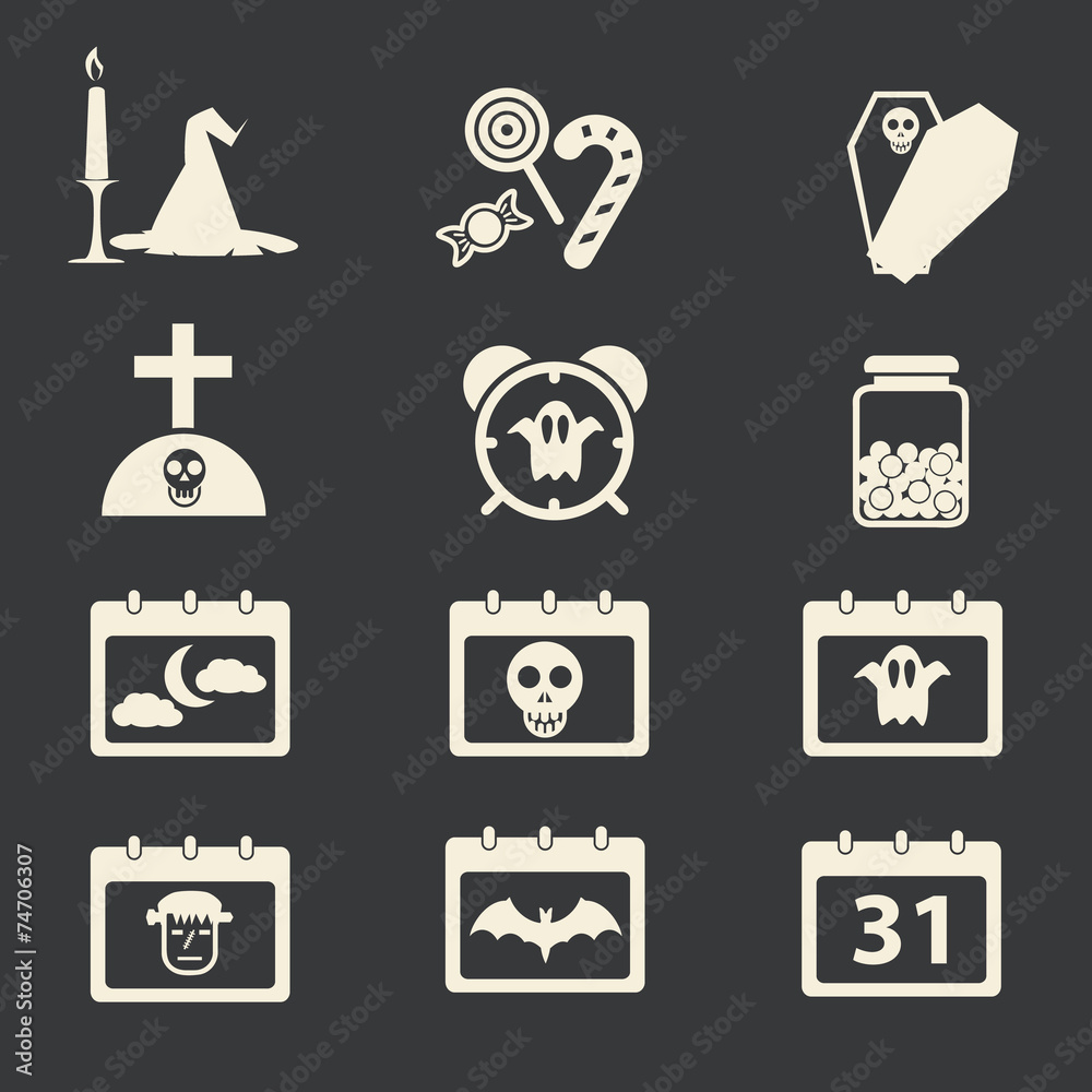 Halloween silhouette icons