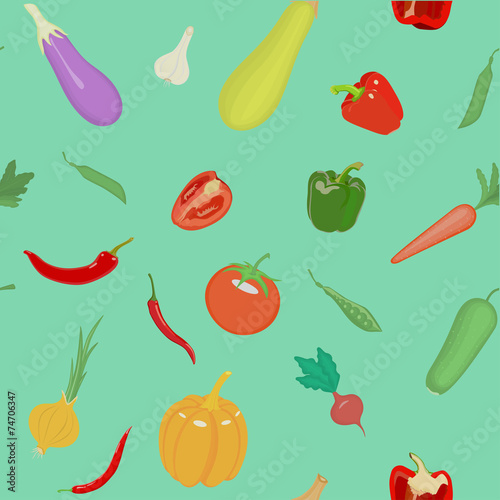 Vector seamless pattern with vegetables. Can be used for wallpap