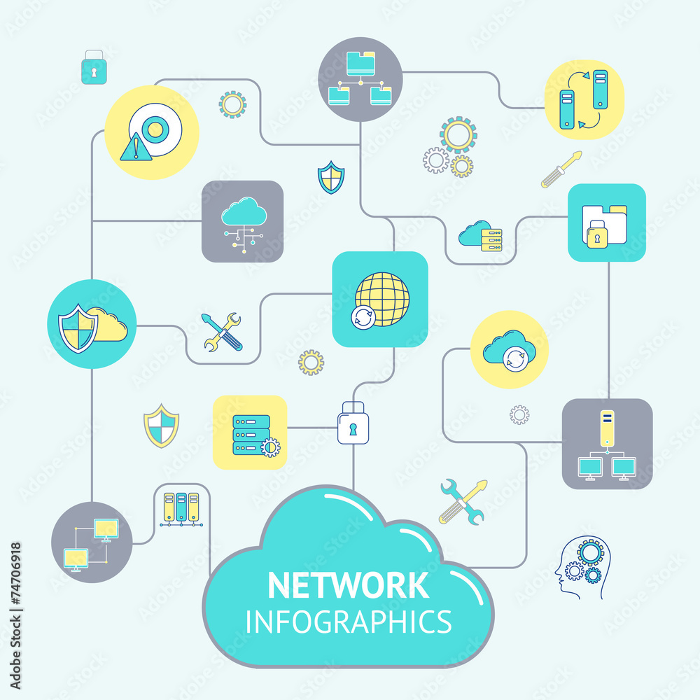 Network And Server Infographics Network And Server Infographics