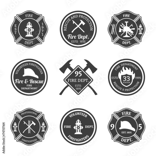 Fire department emblems black