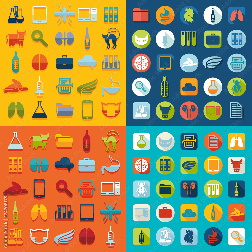 Set of veterinary flat icons