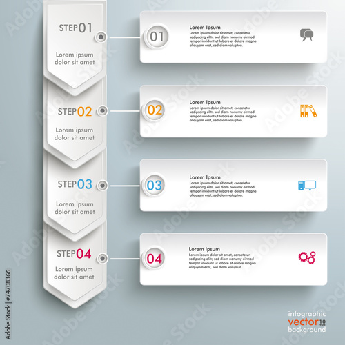 Infographic 4 Steps White Arrows Banners