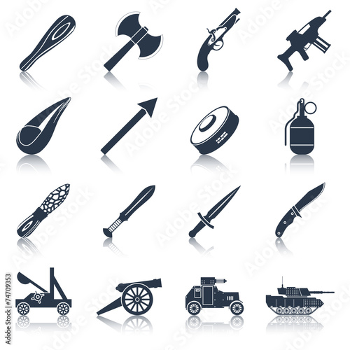 Weapon icons black set