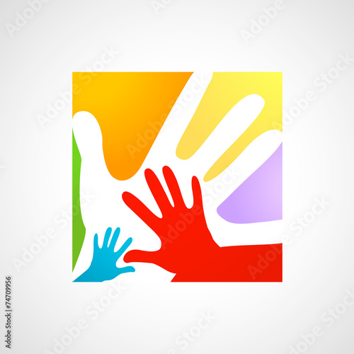 children and adults hands t...