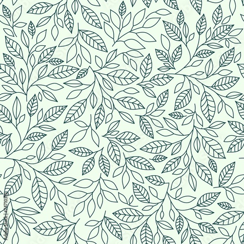 Seamless pattern, stylized leaves on vintage background