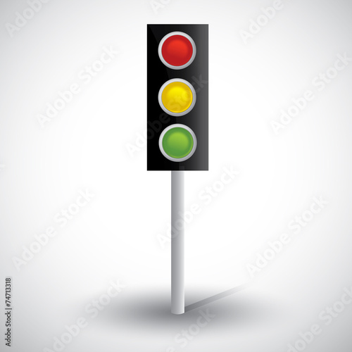 Semaphore vector illustration. 3d traffic lights with shadow